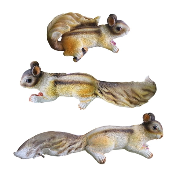 Aymzbd Squirrel Statue Collectible Animal Sculpture for Patio Courtyard Landscaping Multi Three Piece