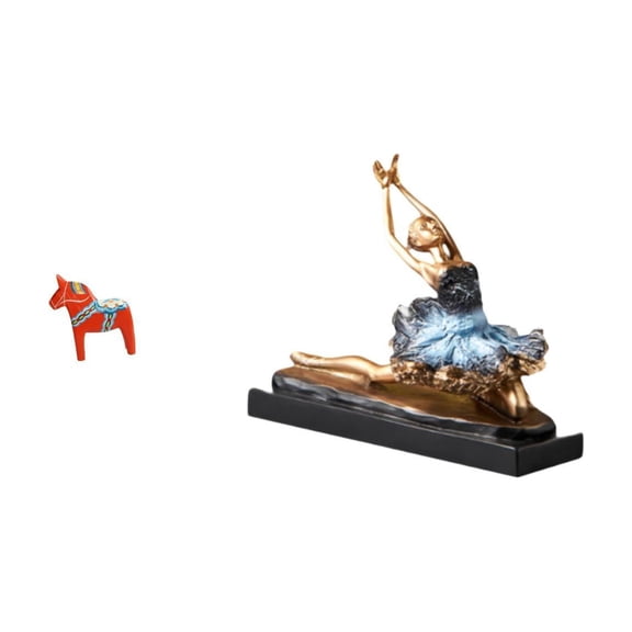 Aymzbd Swedish Dala Horse Ballet Dancer Ornament Collectible Dalecarlian Horse Figurine Animal Sculpture Ballerina Girls Statue Gift for Bookshelf Entrance C