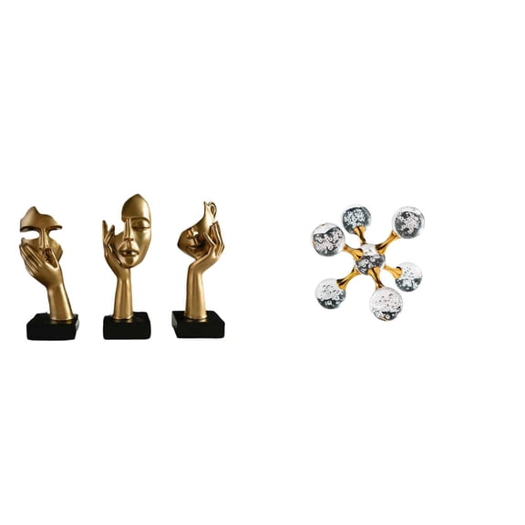 Aymzbd Thinker Statues Abstract Art Sculptures Modern Figurine Character Face Sphere Figurine Tabletop Craft Unique Transparent Appearance Suitable for entrance decoration office celebration