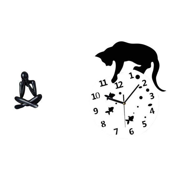 Aymzbd Wall Clock Thinker Statue Desktop Figurine Art Sculpture Silent Mechanism Unique Ornament Elevates Room Aesthetic Tough Lightweight Material Suitable