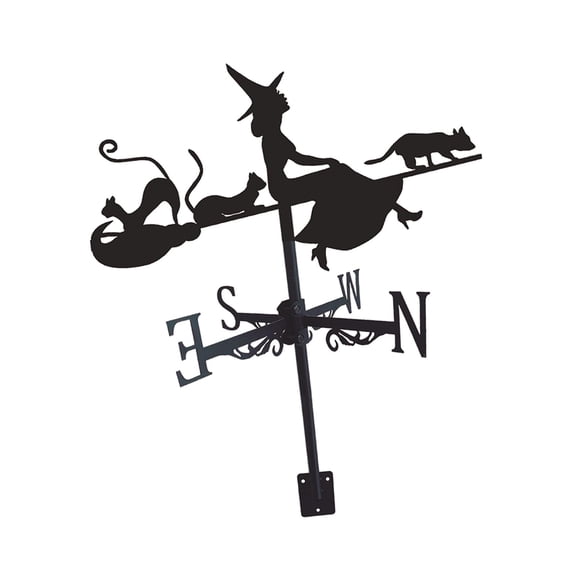 Aymzbd Weathervane Wind Direction Measuring Instrument for Garage Lawn Farmhouse witch witch and cat
