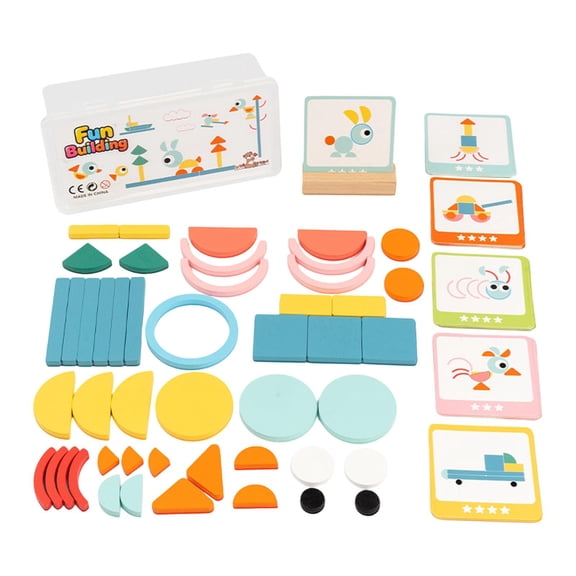 Aymzbd Wooden Pattern Blocks Tangram Shape Puzzle Set Portable Intelligence Development