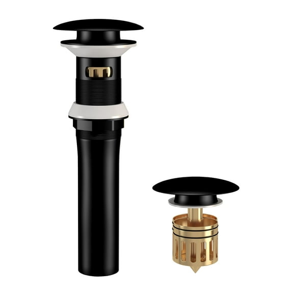 Ayna Decors Brass Bathroom Sink Drain Stopper with Overflow in Black, 2 Pack