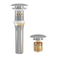 thumbnail image 1 of Ayna Decors Brass Pop Up Drain Stopper for Bathroom Sink with Overflow in Chrome, 1 of 6