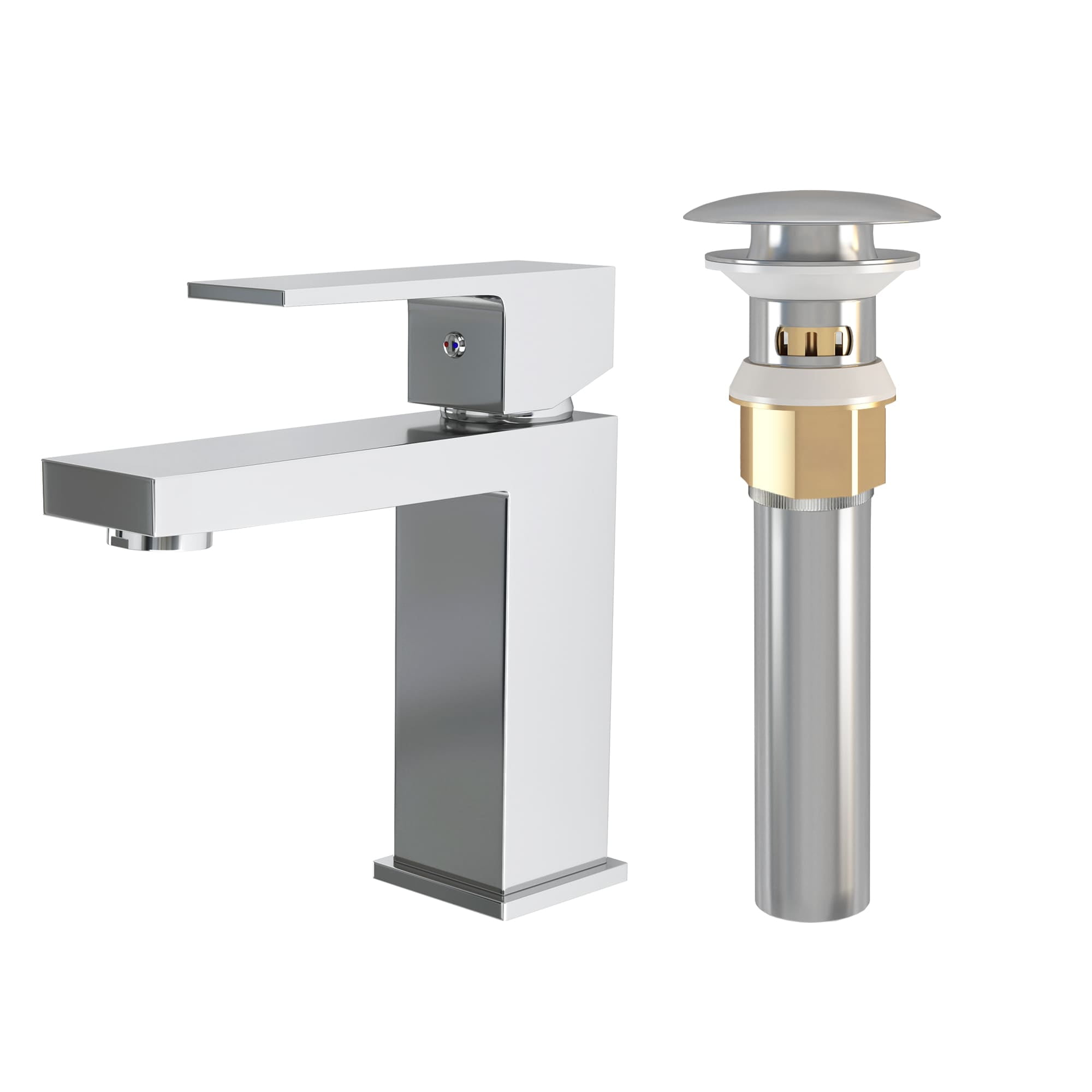 Ayna Decors Chrome Bathroom Sink Faucet Single Hole, Brass Single Handle Vanity Faucet with Pop Up Drain Stopper and Water Faucet Supply Lines