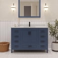 thumbnail image 1 of Ayna Decors Maya 48 in Navy Blue Bathroom Vanity Set with White Quartz Countertop and Brass Faucet | Pop-Up Drain and P-Trap Included | Black Hardware, 1 of 1