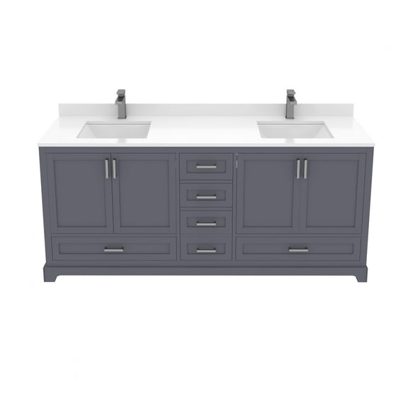 Ayna Decors Maya 72 in Charcoal Grey Bathroom Vanity Set withtout White Quartz Countertop