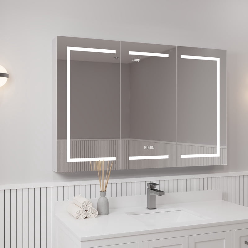 Ayna Decors Neo 48" x 32" LED Medicine Cabinet with Mirror, Surface LED ...