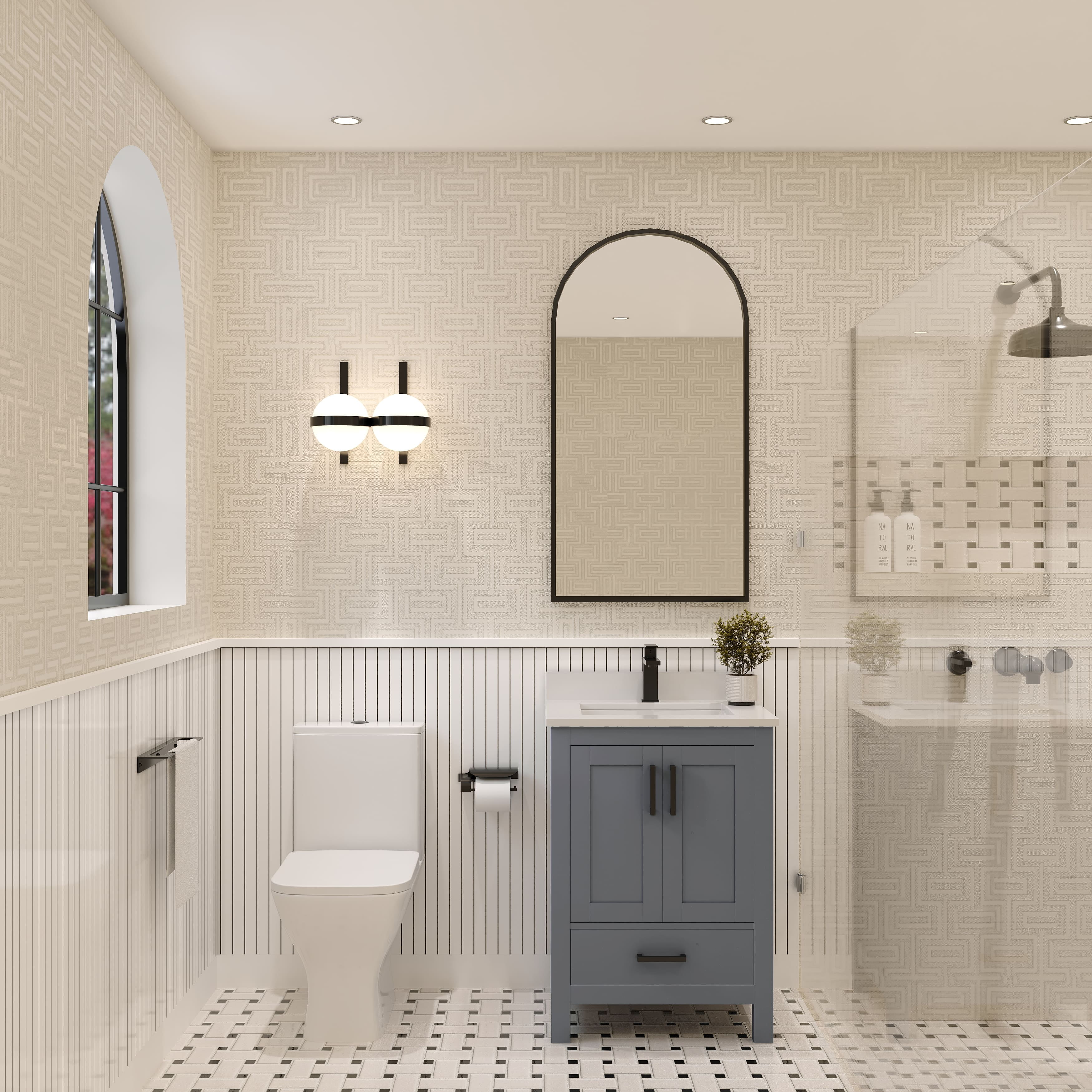Charcoal Grey 24'' Single Bathroom Vanity with White Quartz Top
