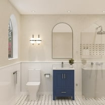 Ayna Decors Rooh 24 in Navy Blue Bathroom Vanity with White Quartz Countertop & Ceramic Sink, 2 Soft Closing Doors, 1 Full Extention Soft Close Drawer, Brushed Nickel Hardware | AVR24NB3002