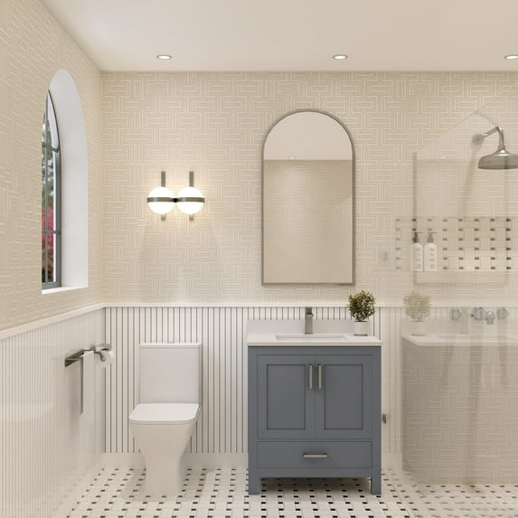 Ayna Decors Rooh 30 Inch Charcoal Grey Bathroom Vanity Cabinet Only, Brushed Nickel Hardware, AVR30CG0002