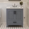 thumbnail image 1 of Ayna Decors Rooh 30" Solid Wood Bathroom Vanity with Sink – Charcoal Grey, 3 Pre-Drilled Faucet Holes, 2 Soft-Close Doors, 1 Full-Extension Drawer, Matte Black Handles, 1 of 9