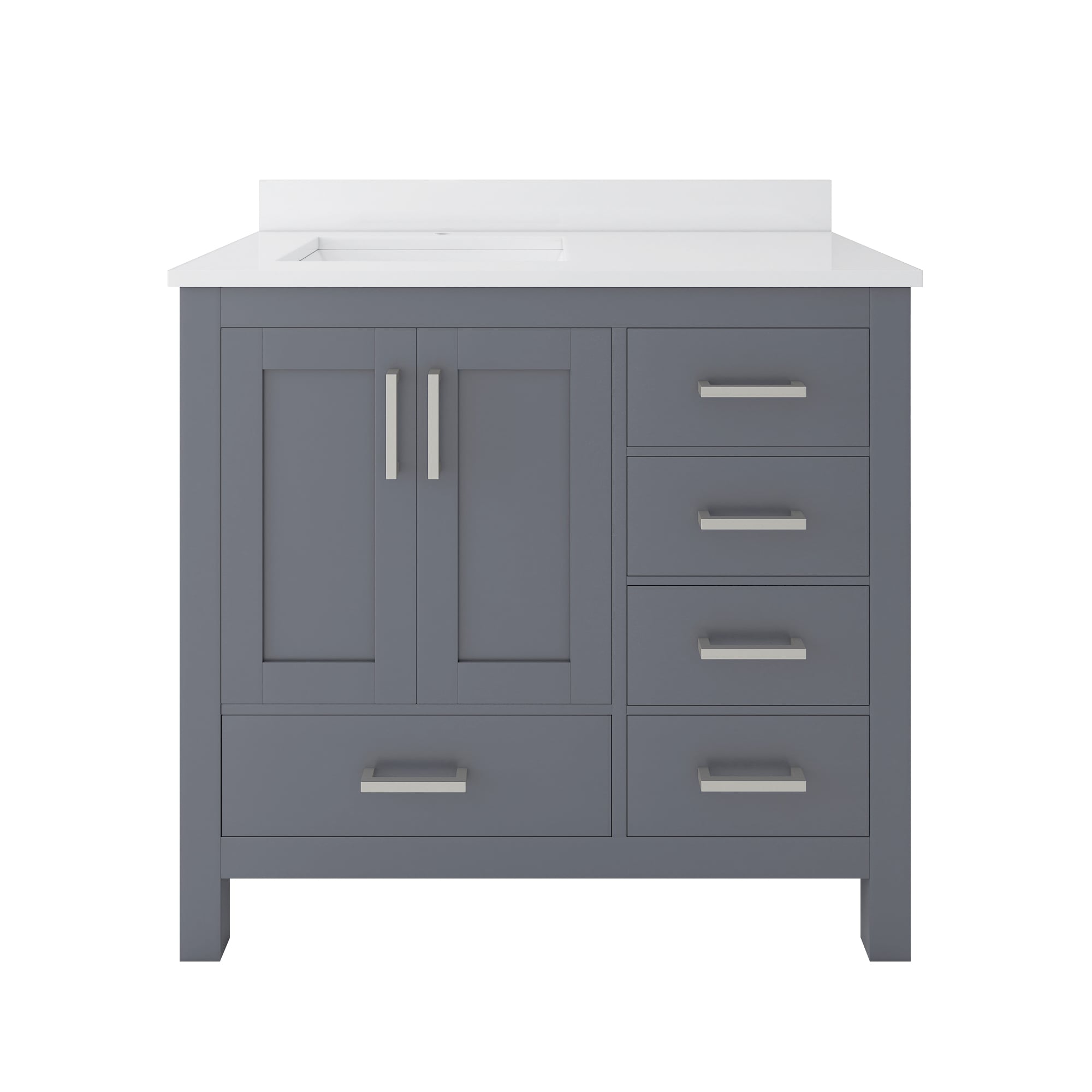 Ayna Decors Rooh 36 in. Charcoal Grey Bathroom Vanity with White Quartz