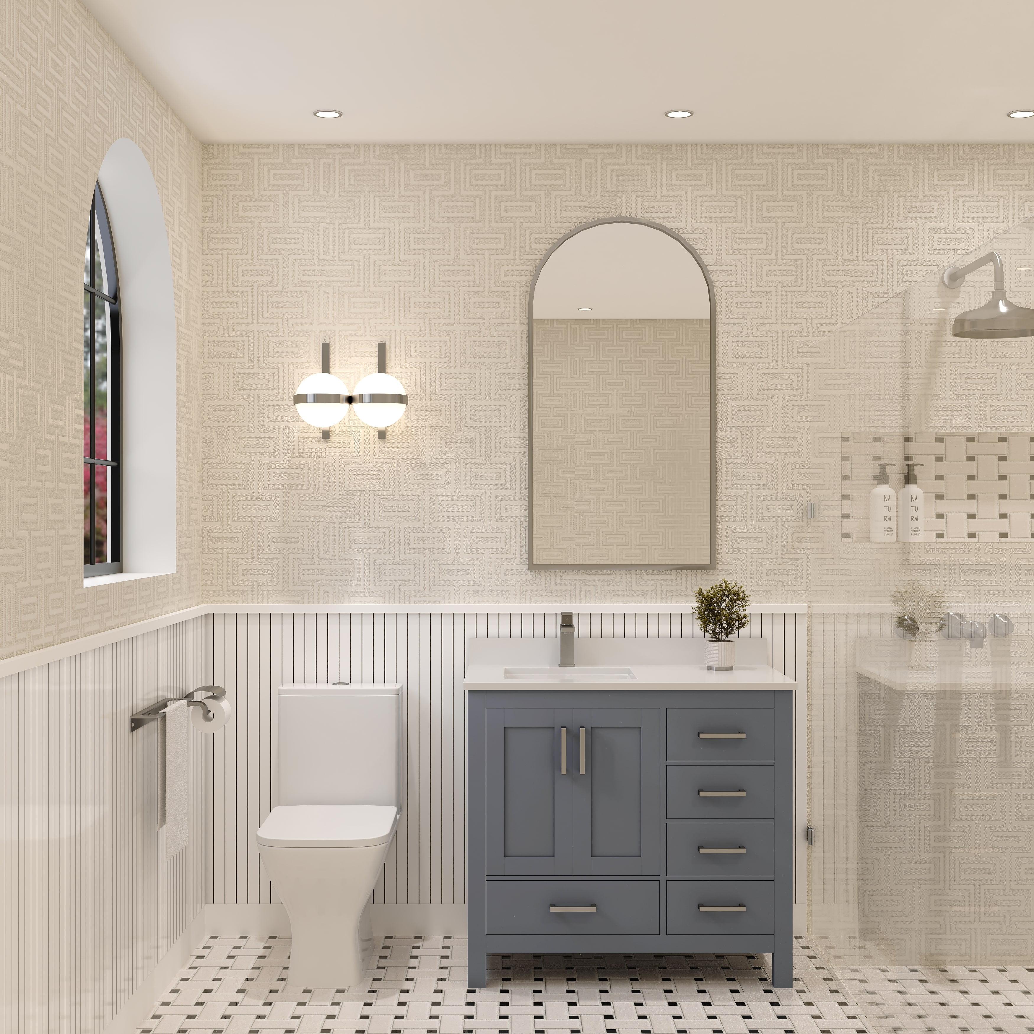 Rooh 36'' Charcoal Gray Bathroom Vanity with White Quartz Top