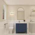 thumbnail image 1 of Ayna Decors Rooh 36 in Navy Blue Bathroom Vanity Set with White Quartz Countertop and Brass Faucet | Pop-Up Drain and P-Trap Included | Gold Hardware, 1 of 10