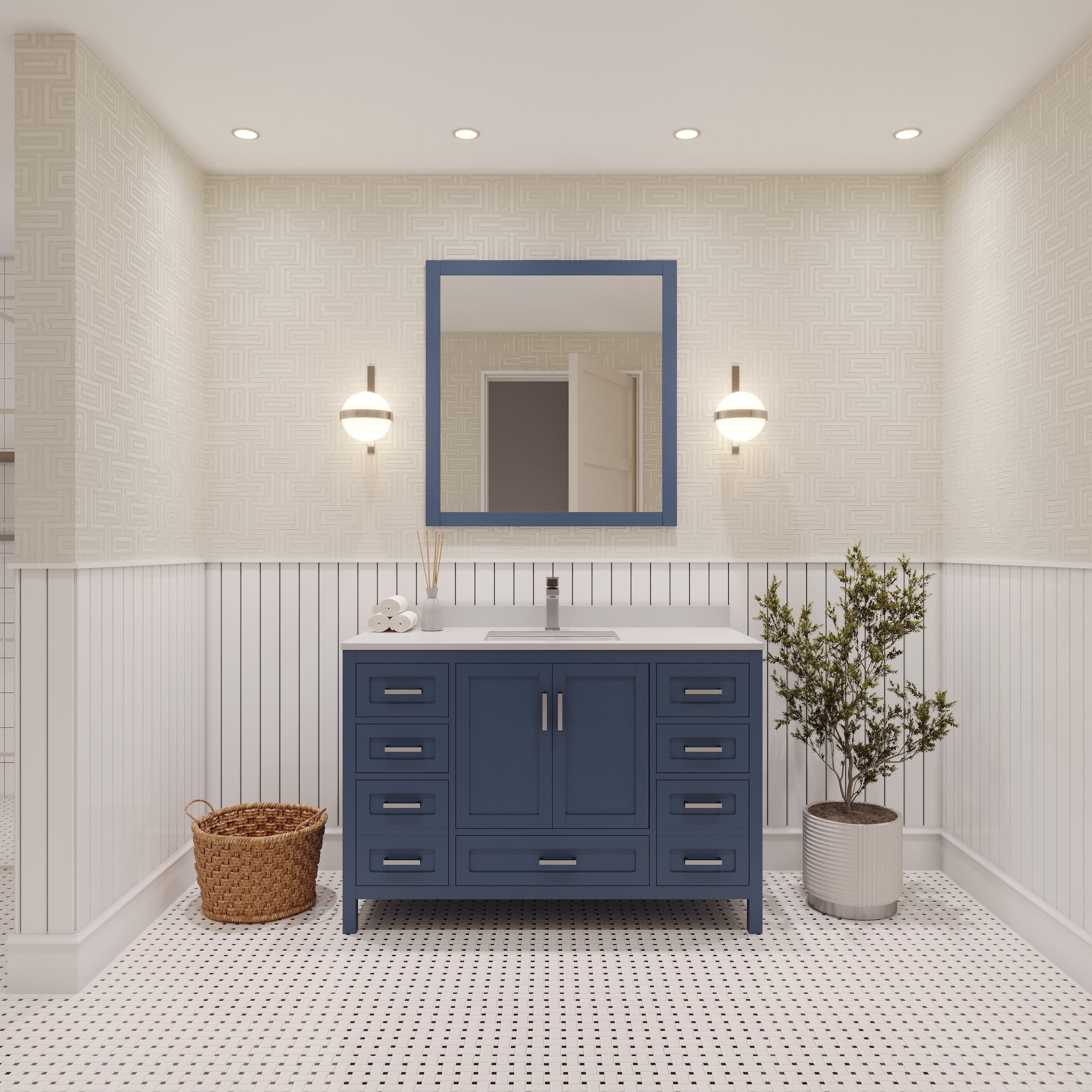 Bathroom navy vanity discount