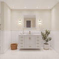 thumbnail image 1 of Ayna Decors Rooh 48 in White Bathroom Vanity Set with White Quartz Countertop and Brass Faucet | Pop-Up Drain and P-Trap Included | Gold Hardware, 1 of 10