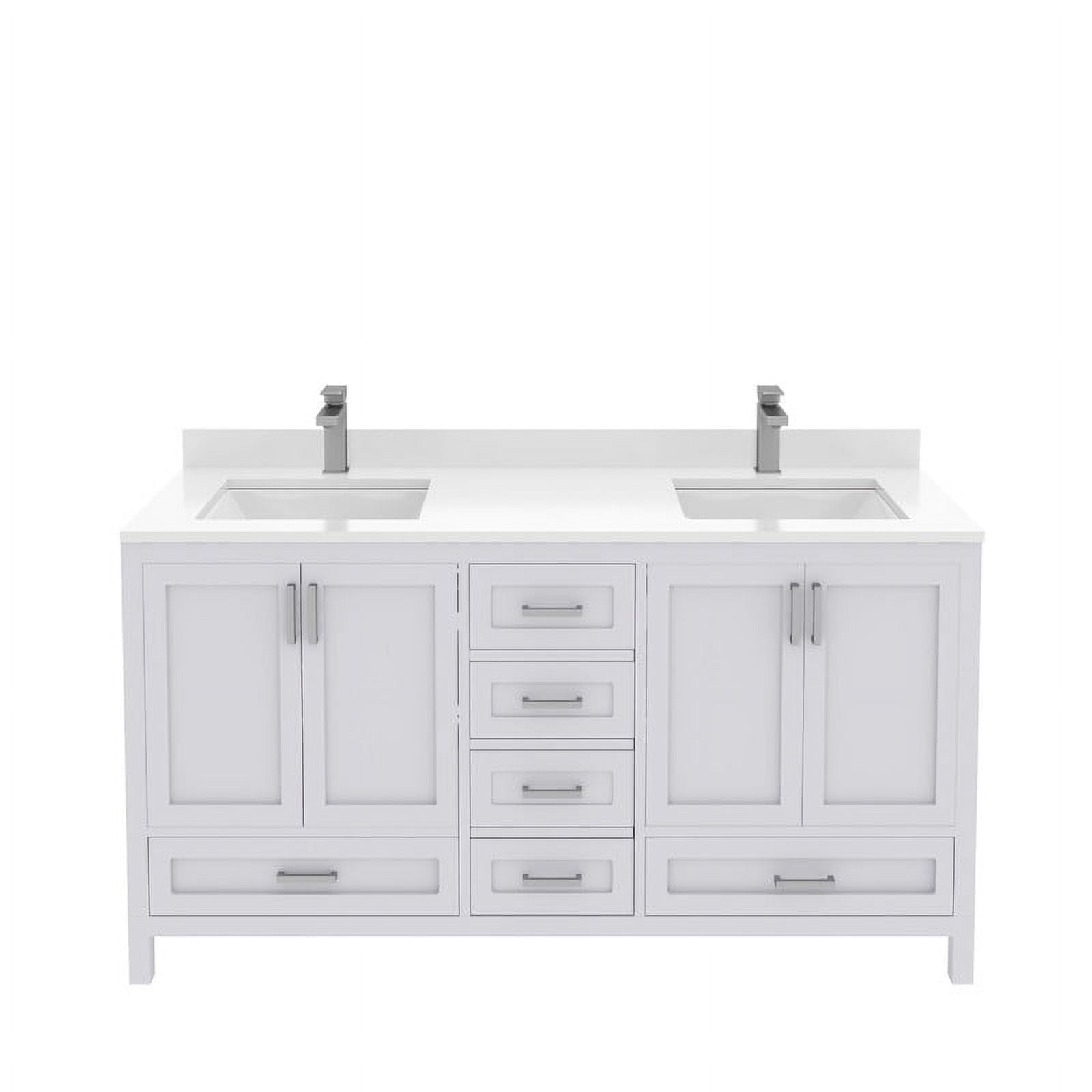 Ayna Decors Rooh 60 in White Double Sink Bathroom Vanity Set with White ...