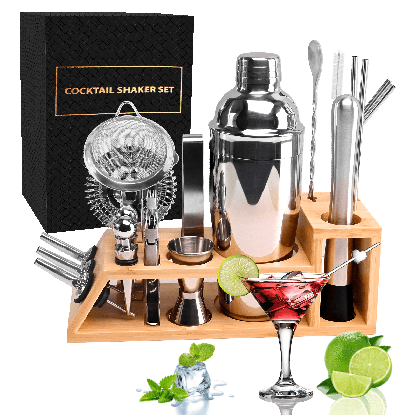 Aynaxcol Bartender Kit, Professional Grade Martini Shaker Kit 28Piece