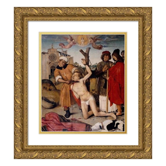 Ayne Bru 12x14 Gold Ornate Wood Frame and Double Matted Museum Art Print Titled - Martyrdom of Saint Cucuphas (From 1502 Until 1507)