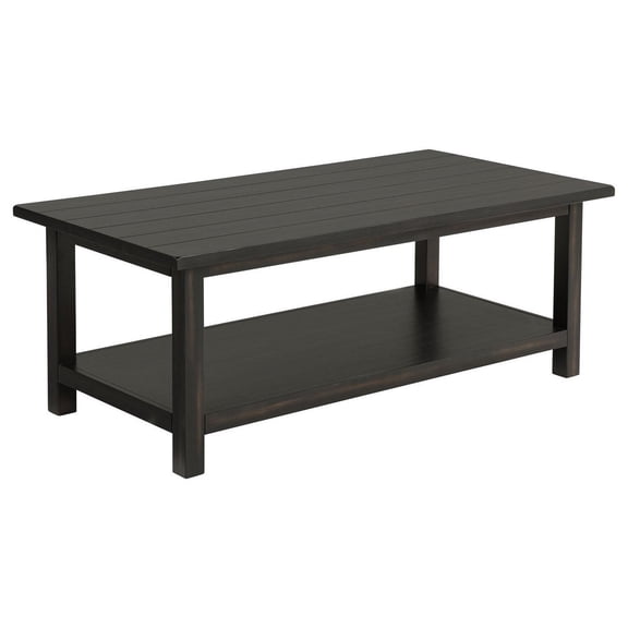 Ayne Coffee Table, 1 Bottom Shelf, Classic Black Wood Frame, 47 Inch