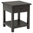 thumbnail image 1 of Ayne Side End Table, 1 Shelf, 1 Drawer, Black Wood, Square 20 Inch, 1 of 5