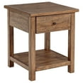 thumbnail image 1 of Ayne Side End Table, 1 Shelf, 1 Drawer, Brown Wood, Square 20 Inch, 1 of 5