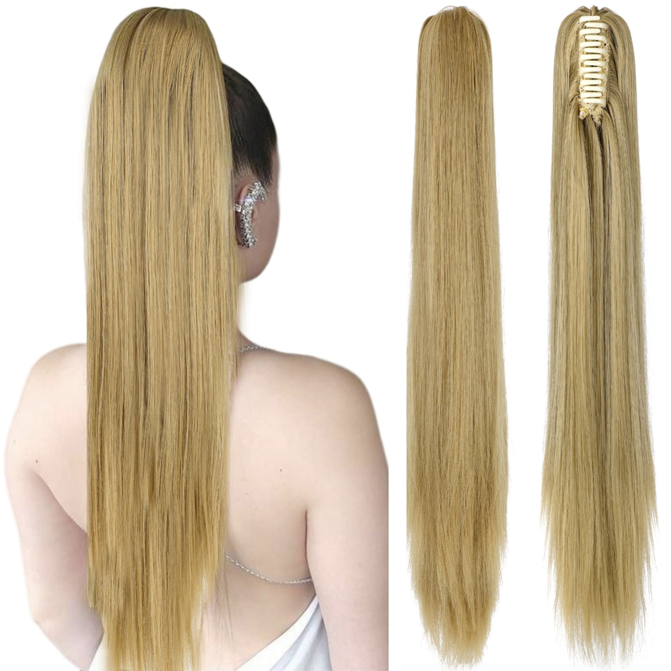 AynnQueen Ponytail Extension Claw Clip in Pony Tails Hair Extensions Synthetic Wavy Straight Secret Ponytail Hairpiece 18/21 Inch