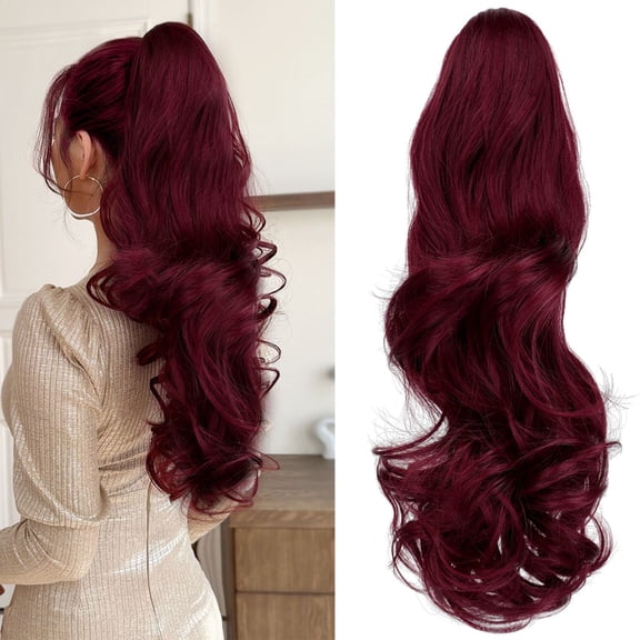 AynnQueen Ponytail Extension Claw Clip in Pony Tails Hair Extensions Synthetic Wavy Straight Secret Ponytail Hairpiece 18/21 Inch