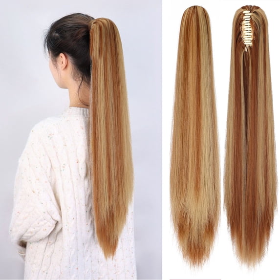 AynnQueen Ponytail Extension Claw Clip in Pony Tails Hair Extensions Synthetic Wavy Straight Secret Ponytail Hairpiece 18/21 Inch