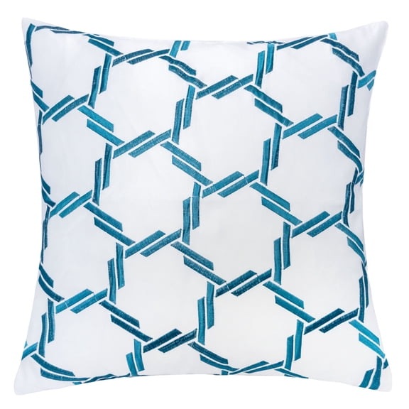 Aynslee White Geometric Polyester 20 in. x 20 in. Throw Pillow