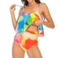 thumbnail image 1 of Ayolanni Adjustable Straps Tankinis Swimwear for Women Tie Dye Two Piece High Waisted Tummy Control Swimwear Padded Vacation Bathing Suit Swim Top with Shorts L, 1 of 8