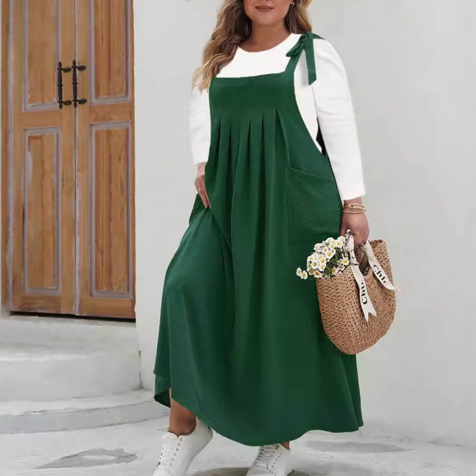 Ayolanni Ankle-Length Women Dresses for Summer Party Blue Pinafore