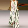 thumbnail image 1 of Ayolanni Beige Sun Dresses for Women 2025 Vacation Vacation V-Neck Sleeveless Ombre Maxi Dresses Dresses for Girls XL, 1 of 5