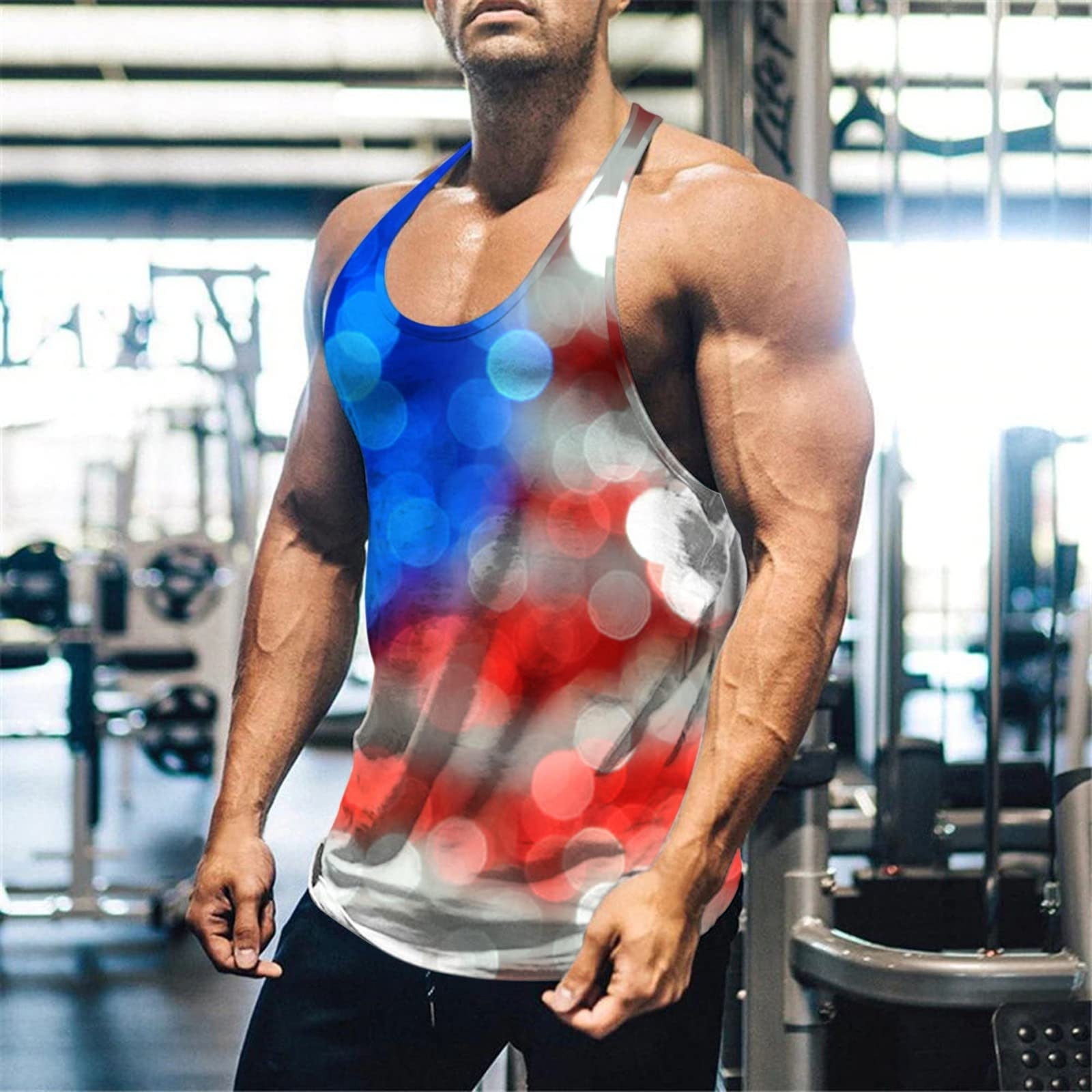 Ayolanni Big and Tall Tank Tops for Men Independence Day Sleeveless