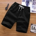 thumbnail image 1 of Ayolanni Black Mens Summer Shorts Elastic Waist Khaki Shorts with Pockets Solid Men Shorts Clearance under 10 Size XXL, 1 of 3