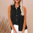 thumbnail image 1 of Ayolanni Black Shirts Women Under 5 Dollars Cotton Linen Solid Button-up Shirts Shirts for Girls L, 1 of 6