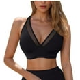 thumbnail image 1 of Ayolanni Black Swimsuits for Women Cutout V-Neck Push up Cheeky Padded Sheer Swim Top Swim Shorts for Women S, 1 of 7