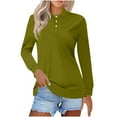 thumbnail image 1 of Ayolanni Bronze Tops for Women Trendy Long Sleeve Collared Solid Pullover Polos T Shirts Women M, 1 of 6