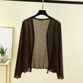 thumbnail image 1 of Ayolanni Brown Womens Cardigan Sheer Long Sleeve Lightweight Cardigan V-Neck Open Front Loose Solid Cardigan XL, 1 of 7