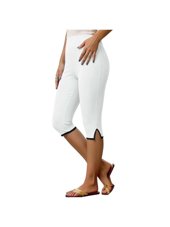 Capri Leggings for Women Yoga Cropped Tummy Control Pants White Buttery Soft Workout Leggings