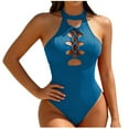 thumbnail image 1 of Ayolanni Cheeky Swimsuits for Women 2025 Blue Sheer One Piece Cutout Bandage Beach Monokinis Swim Tops for Women M, 1 of 5