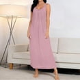 thumbnail image 1 of Ayolanni Comfy Women's Nightgowns & Sleepshirts Sleeveless Pleated Solid Night Shirts Lace Pink Sleepwear XL, 1 of 6