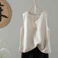 thumbnail image 1 of Ayolanni Cotton Linen Women Blouses Under $10 V-Neck Beige Solid Tank Tops Teens Shirts L, 1 of 9