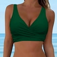 thumbnail image 1 of Ayolanni Cute Swimsuits for Women Cross-Back Green Deep V-Neck Solid Wetsuit Bikini Tops Ladies Swimwear Online L, 1 of 5