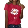 thumbnail image 1 of Ayolanni Daisy Summer Blouses for Women Red Short Sleeve Crew Neck T-Shirts Shirts for Girls L, 1 of 3