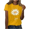 thumbnail image 1 of Ayolanni Daisy Tshirts for Women Yellow Short Sleeve Crew Neck T-Shirts Shirts for Teen Girls L, 1 of 3