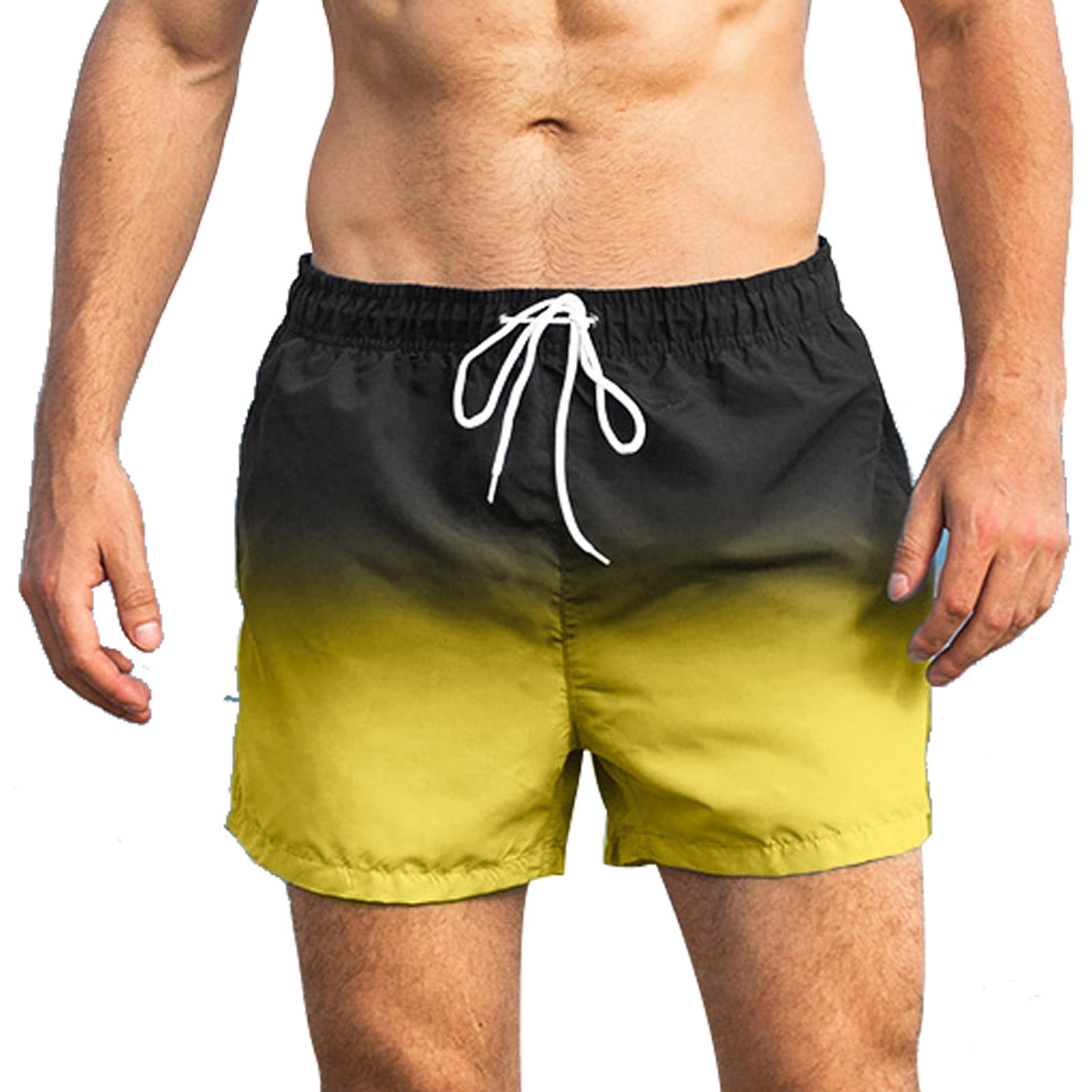 Ayolanni Drawstring Mens Short Yellow Workout Shorts Gradient Mens Summer Shorts Clearance Under