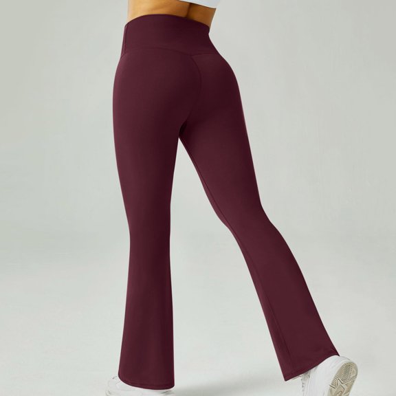 Ayolanni Flare-Leg Womens Pants Petite Plus Size Jegging Wine Solid High Rise Athletic Pants Ladies Pants Petite S