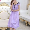 thumbnail image 1 of Ayolanni Flowy Nightgowns for Women Short Sleeve Solid Soft Night Shirts Sleep Dress Lace Purple Sleepwear XXL, 1 of 3